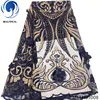 Beautifical sequins beads tulle fabric 3D flower high quality bridal clothing elegant wedding black lace ML1N830