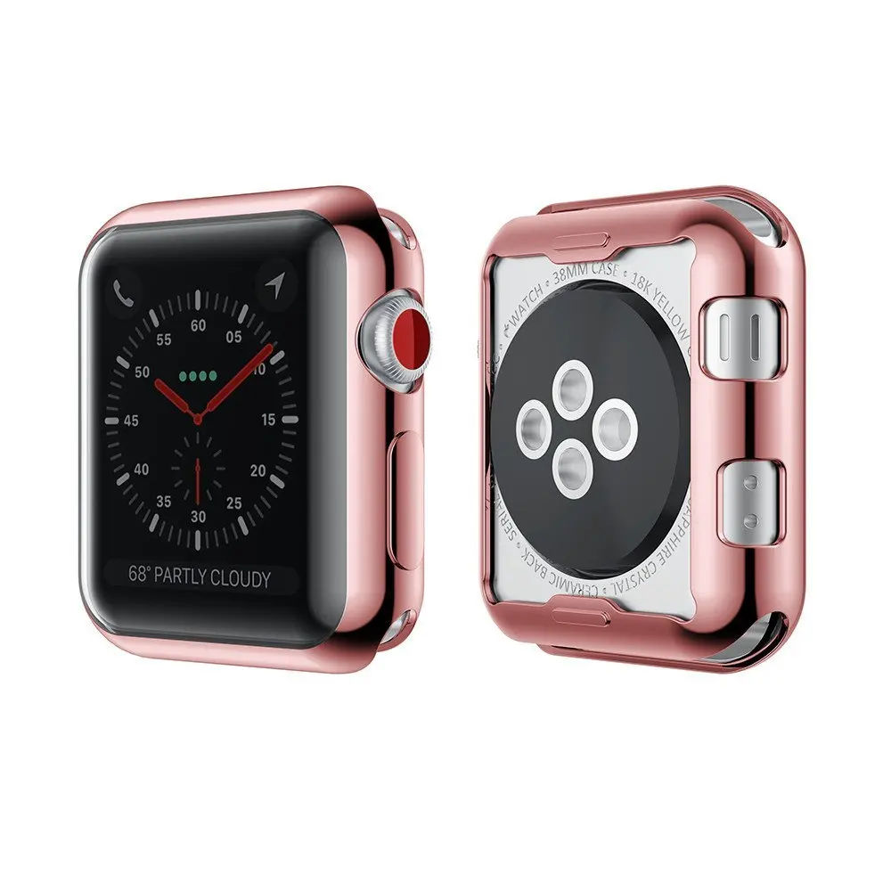 

Luxury Electroplating TPU Cover Case for Apple Watch Series 3 40mm/44mm, Black;silver;gold;rose gold;transparent;pink gold