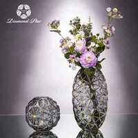 

Wholesale safe packing home Decorative 13inch Oval round Glass Flower Vase cheap tall glass vases
