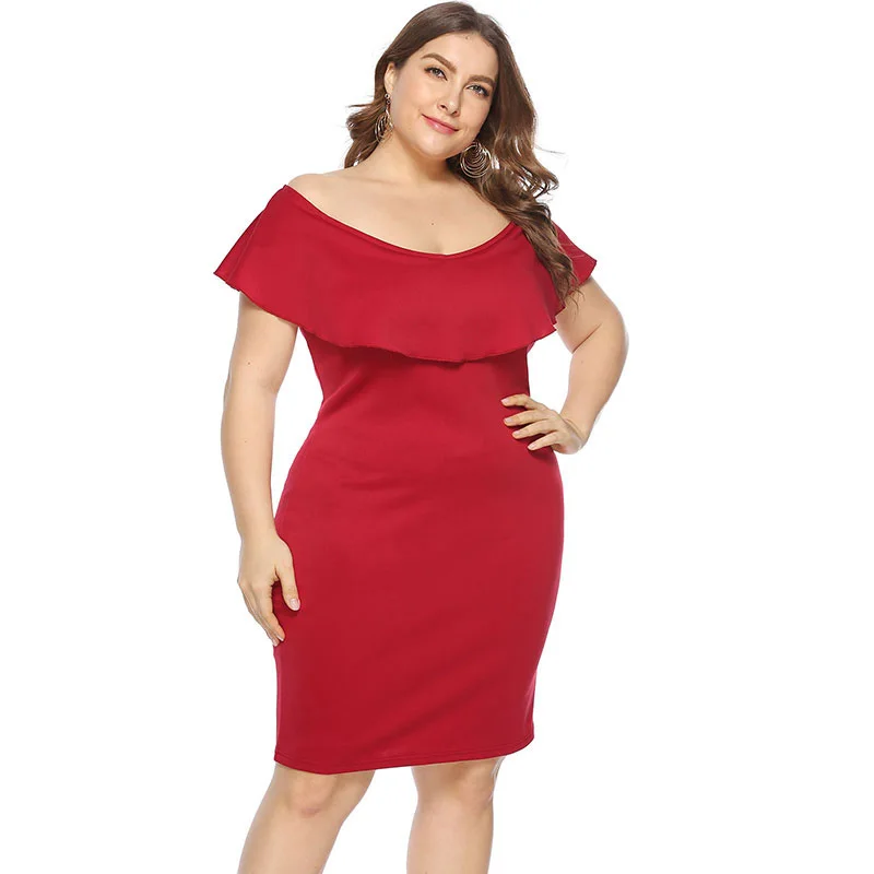 

Hot Sale Slim Bodycon Plus Size Dress Red And Black Prom Dress, Customized color