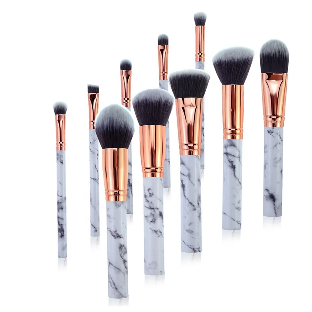 

OEM White 10 Pcs Cosmetics Marble Makeup Brush, Customized color