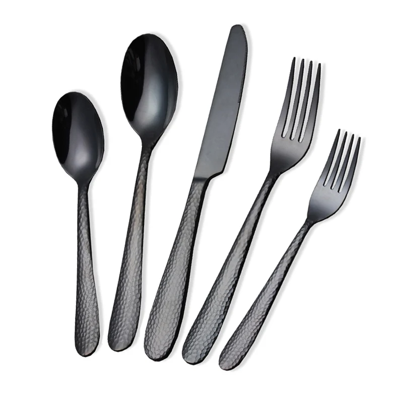 

New 5pcs black cutlery, dinner/dessert spoon fork black stainless steel cutlery, Gold, rose gold, black, silver, gold-white, gold-black