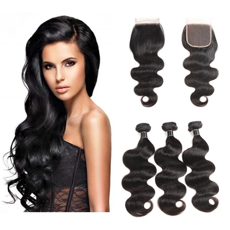 

Virgin Cuticle Aligned Peruvian Body Wave Remy Human Hair 3Bundles with Closure 9A 100% Human Hair Body Wave Wavy Wholesale