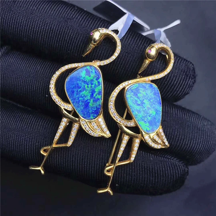 

SGARIT 2.91-3.22ct natural Opal 18k Yellow Gold Jewelry Animal shape Pendant brooch two way use Gemstone pendant jewelry, Picture