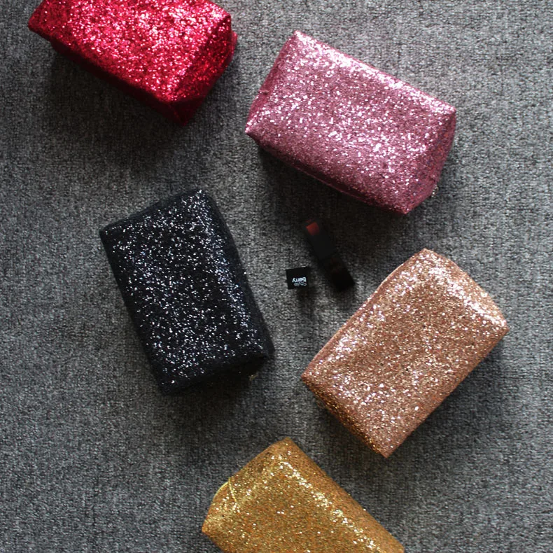 

Hot sales new coming glitter pu sequin bling makeup cosmetic bag, Customized color