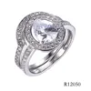 Halo Ring PS Shape Stone 925 Sterlings Silver Jewelry Rhodium Plating Engagement Ring
