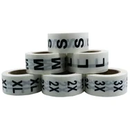 

Hybsk 1" Clear Round Clothing Size Stickers Adhesive Labels For Retail Apparel S M L XL 2X 3X Total 6 Rolls 500pcs/roll