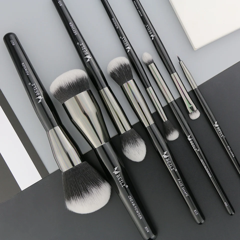 

USA Free Shipping BEILI Professional Makeup Brushes Set Cosmetic 8Pieces Synthetic Hair Eye shadow Highlight Powder Logo Custom, Black