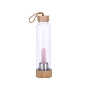 Image of Fast delivery dropship bamboo glass water bottle