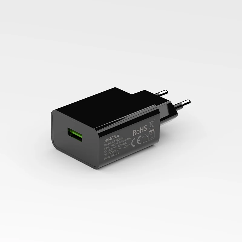 
QC3.0 European standard CE RoHS GS certified EU Quick charger for mobile phone USB charger Wall charger 