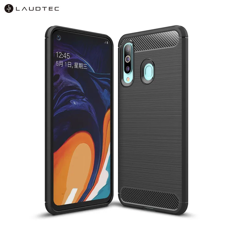 

Carbon Fiber Tpu Silicone Back Cover Phone Case For Samsung Galaxy A60, Black;navy blue;red;gray