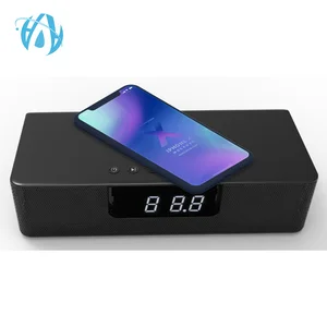 Super Bass 10W 10 Hours Music Playtime Long Standbay Powerbank Portable Alarm Clock Bluetooth Speaker with Wireless Charging
