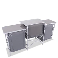 

Aluminum outdoor furniture folding cooking table portable camping kitchen cabinet