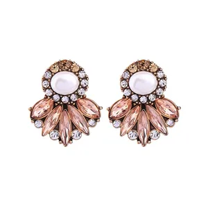 ed00451b Rose Gold Pink Crystal Pearl Charm Hot Earrings Jewelry Ins Aliexpress Supply