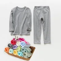 

children clothes set 2 piece kids pajamas autumn winter pure color kids cotton pajamas