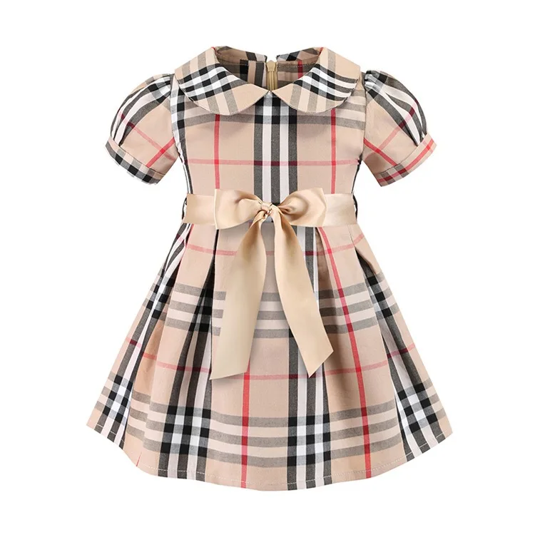 

Kids Summer 2019 New Children's Dress Girl Checked Cotton Dress Princess Skirt, Picture shows