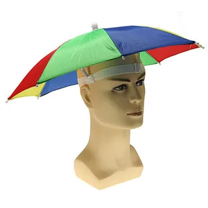 Image of Factory direct sales customized logo printed clear umbrella hat for Adults and Kids Safe polyester Mini Rainbow Head Umbrella