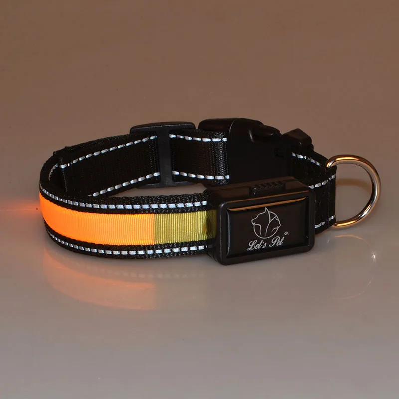 

High Quality Safety Glowing Solar USB Rechargeable Lighted Led Flashing Dog Pet Collar, Red /blue/green/yellow /orange