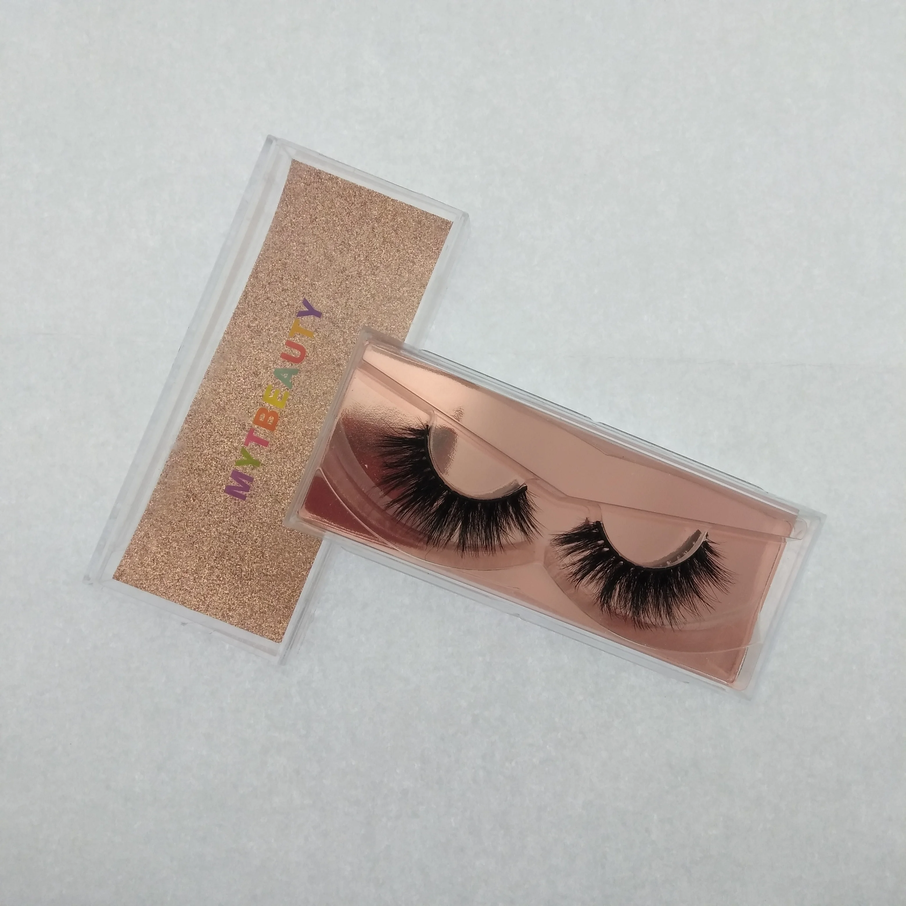 

Mytbeauty Eyelash Vendor Cheap Private Label Mink Lashes Packaging Clear Gold Custom Eyelash Packaging Box, Natural black