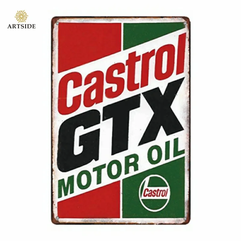 
No MOQ Castrol Gasoline Esso Motor Oil Tin Signs Vintage Metal Sign Painting Decor Wall For Bar Cafe Pub Motor Shop 