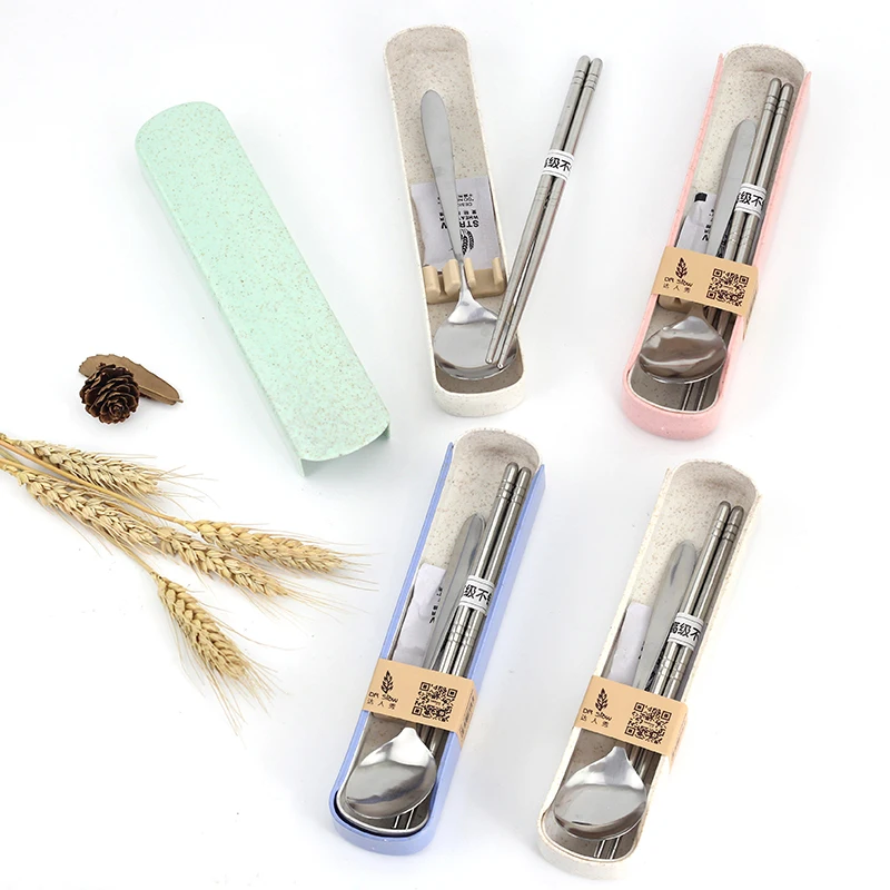 

New Custom Portable Steel Cutlery Set Chopsticks And Spoon for Gifts, Silver