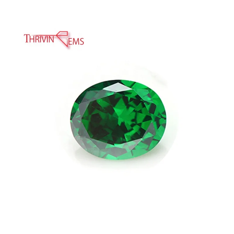 

Thriving Gems Synthetic Loose Oval Cubic Zirconia Emerald Stone