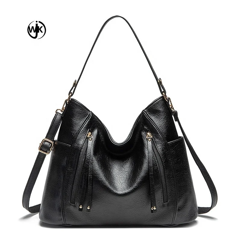 

Newest wholesale Western Style design customized bag ladies PU leather hobo handbags for women black leather tote bag