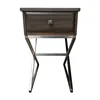 8713-002 stainless steel base storage drawer mahogany veneer accent table wooden accent table modern