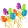 Wholesale Assorted Colors 20pcs Glitter Easter Egg Plant Picks Foam Crafts Wooden Stake Decoration