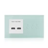 Tempered glass plates double USB socket modular touch switches