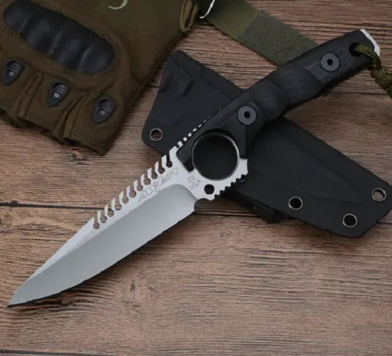 

61HRC G10 Handle Quality D2 Knife with K Sheath Fixed Tactical Knives Jungle Tools 9773