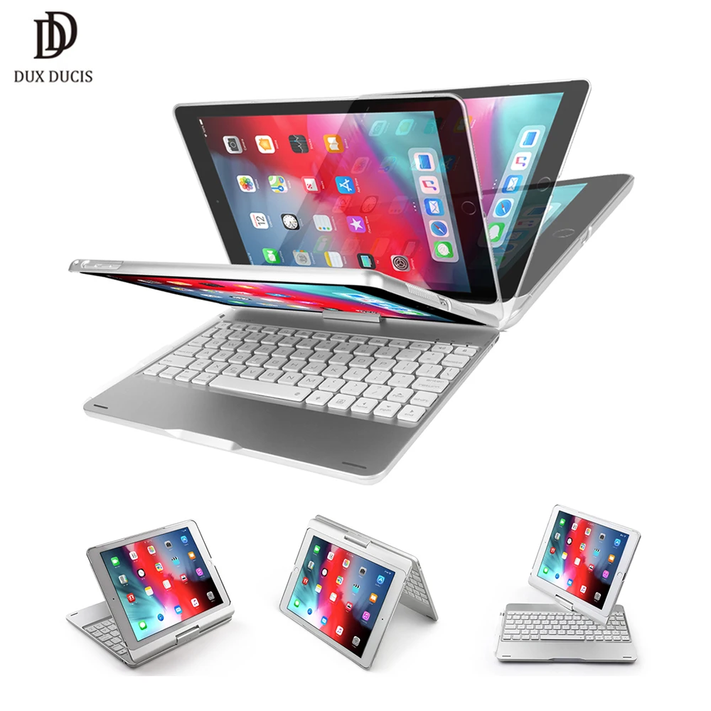 

DUX DUCIS Wireless Keyboard Case for iPad Air 3 2019 Flip Keyboard Tablet Cover for iPad Pro 10.5 2017 with Pencil Holder, Black;silver