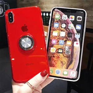 Clear TPU Magnetic Ring Holder Phone Case iPhone