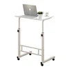 Wooden Portable Computer Table Steel Tubes Laptop Stand PC Desk With Casters Metal Frame On Wheels