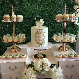 Image of Metal Material French Gold Plated 1tier 2tier 3tier Cake Stand Cake Tools 10pcs/pack