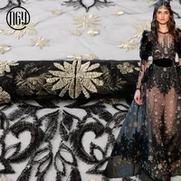 

Custom design polyester dress flower embroidery lace mesh tulle fabric