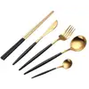Stainless Steel Glod Pink Black Color Portugal Flatware Cutlery Set