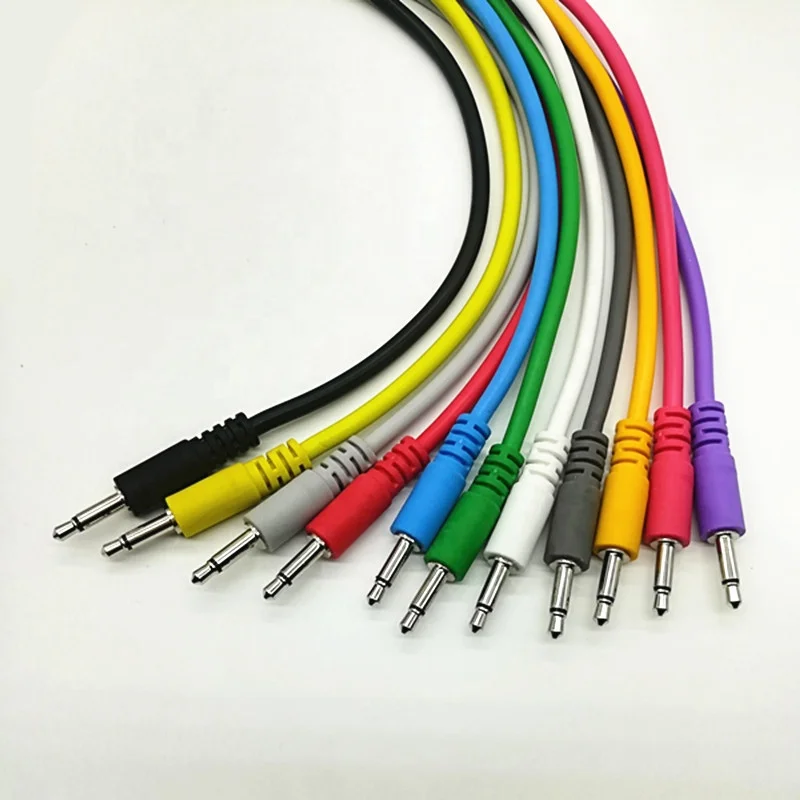 

Free sample Best quality Colorful patch cable 3.5mm mono TS to TS 3.5mm jack audio cable for eurorack modular synthesizer, Black;red;white;yellow;bule;pink;green;or customize