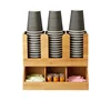 Natural Bambo Stand and Rack for Disposable Paper cup, Cream, Sugar