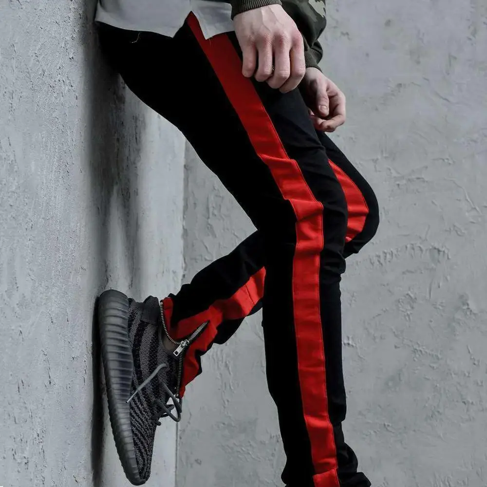 

New Arrival Men's Sports Trousers Stitching Pants Casual Summer Trousers, White;red;gray;black