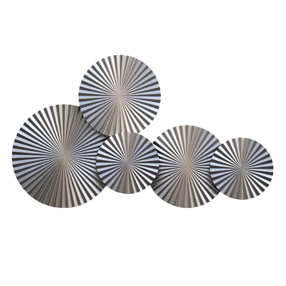 

High Quality 5 pieces set Modern Silver Decorative 3d Salon Hotel Lobby Wall Decor