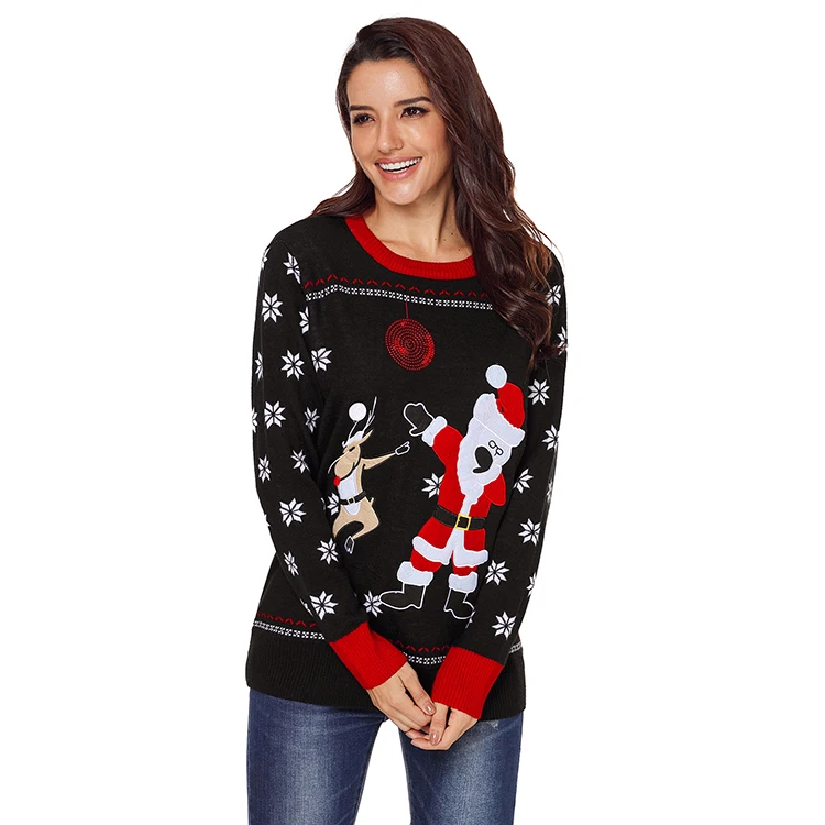 
Trade Assurance Christmas Reindeer Snowflakes Santa Women Sweater Female Cotton Cardigans Ladies 