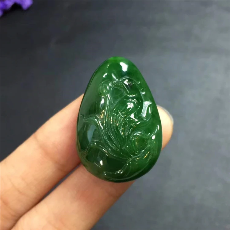 

Wholesale High Quality Green Hetian Jade 31.3x22.2x12mm Loose Gemstone Charm Pendant