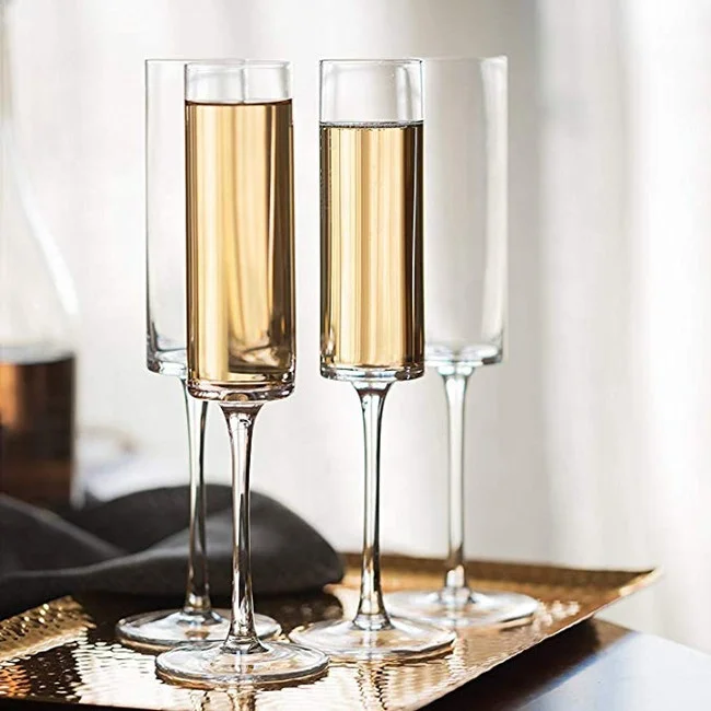 

Wholesale Hand Made Cheap Clear Crystal Champagne Flute Glass, Amber/purple