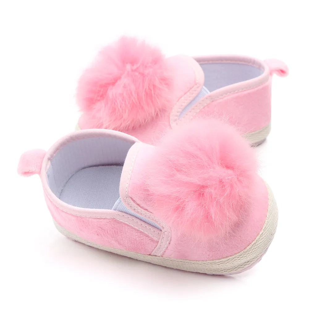 

Beautiful plush newborn ball cute baby girl shoes, Black/pink/beige
