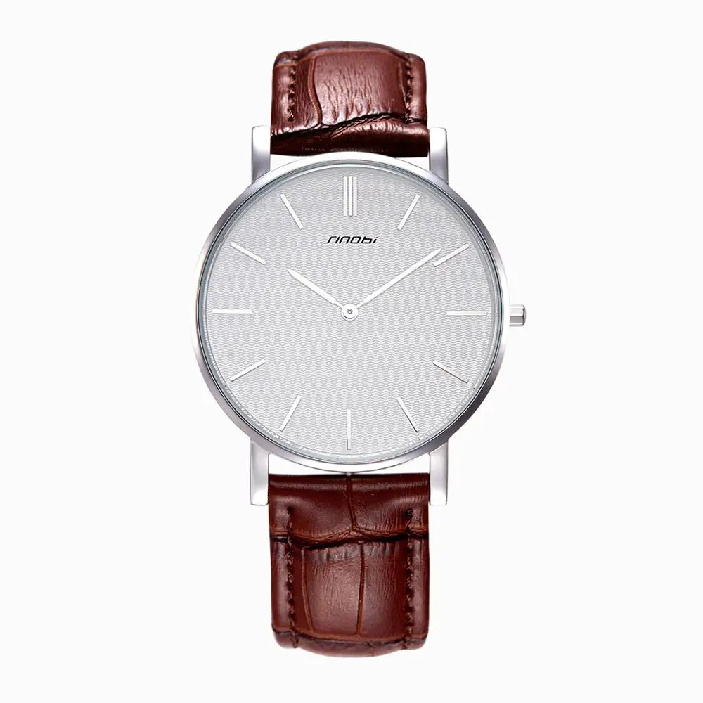 

Sinobi Luxury Brand 316Stainless steel Mens Watchs Leather Male Wristwatch Quartz Ultra Thin Business Classic Men Watches S1229G