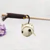 2019 Pettoy pet products source manufacture interactive wooden linen mouse funny cat stick toys for teasing and scratching