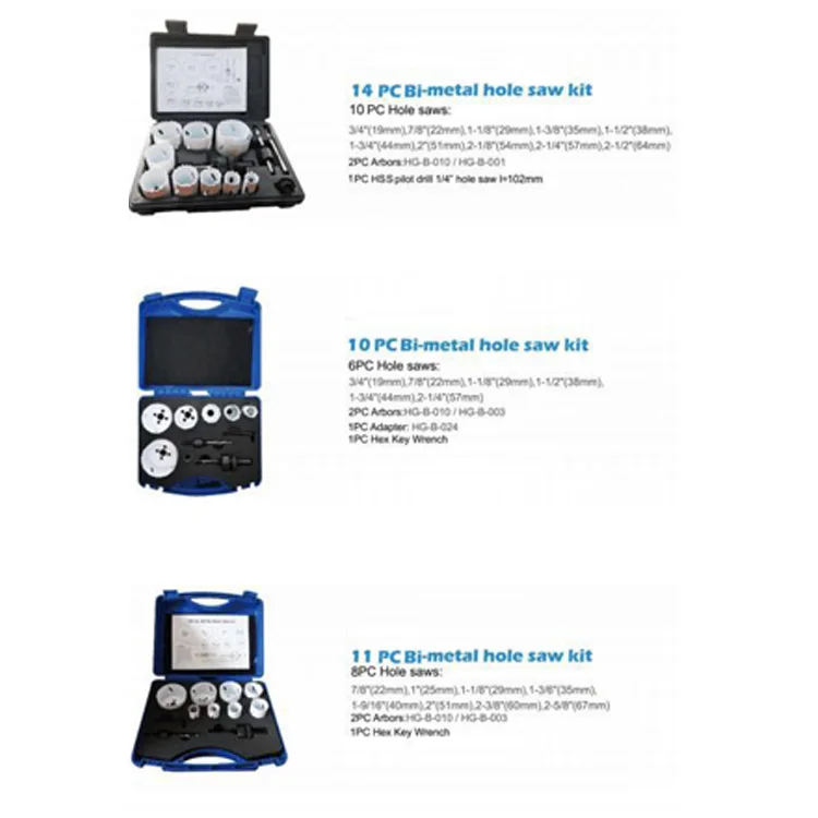 
Aluminum Cast Iron Brass Cutting 17pcs Bimetal hole saw blades set 