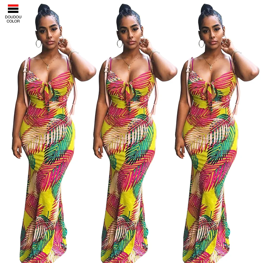 

Wholesale Bohemian Style Plant Printed Maxi Long Dresses For Women's Summer 2019 A-Q213MN