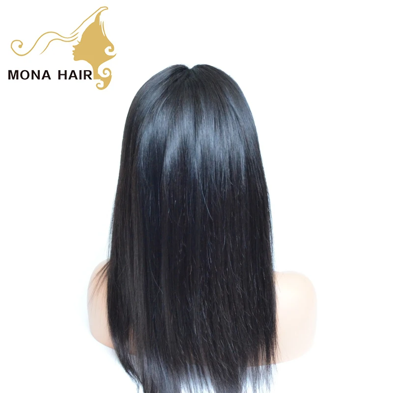 

Filipino virgin human hair Silky straight with baby hair bleached knots full lace wig, Natural color